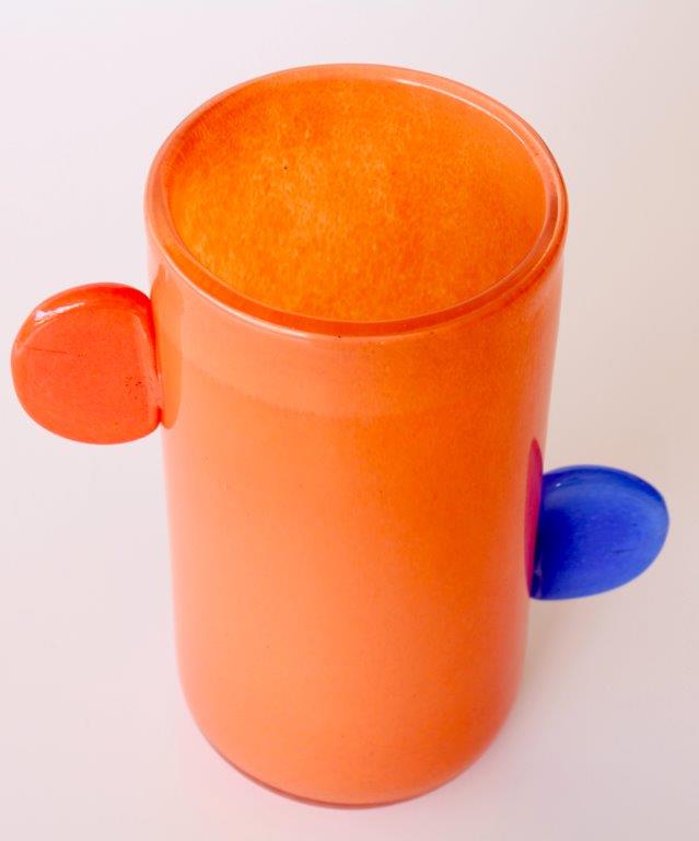 Orange Glass Vase Blue, Orange Handles